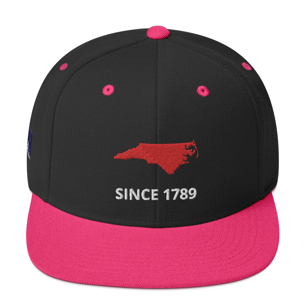 North Carolina Since 1789 Flat Bill Snapback Cap