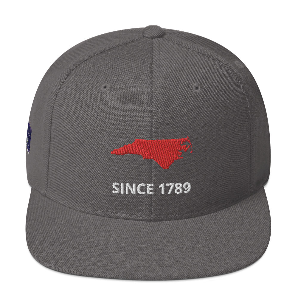 North Carolina Since 1789 Flat Bill Snapback Cap
