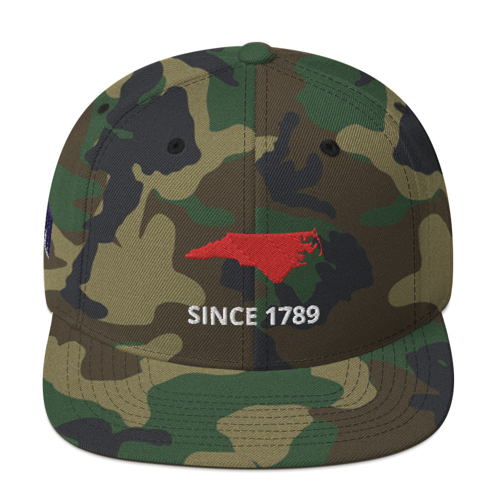 North Carolina Since 1789 Flat Bill Snapback Cap
