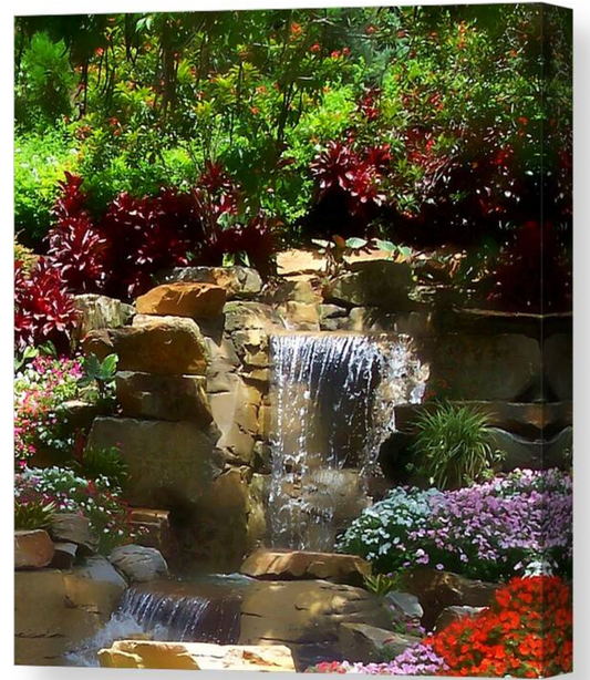 Garden Waterfalls on Canvas