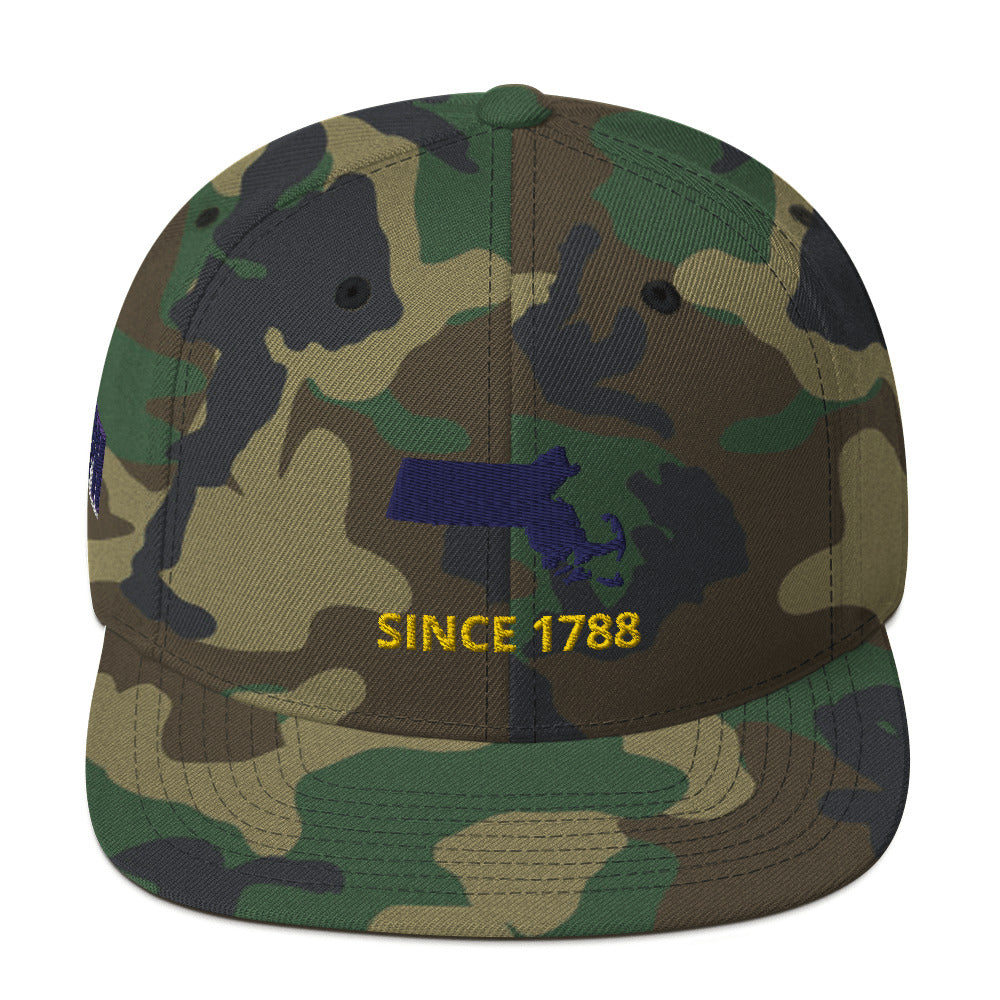 Massachusetts Since 1788 Flat Bill Snapback Hat