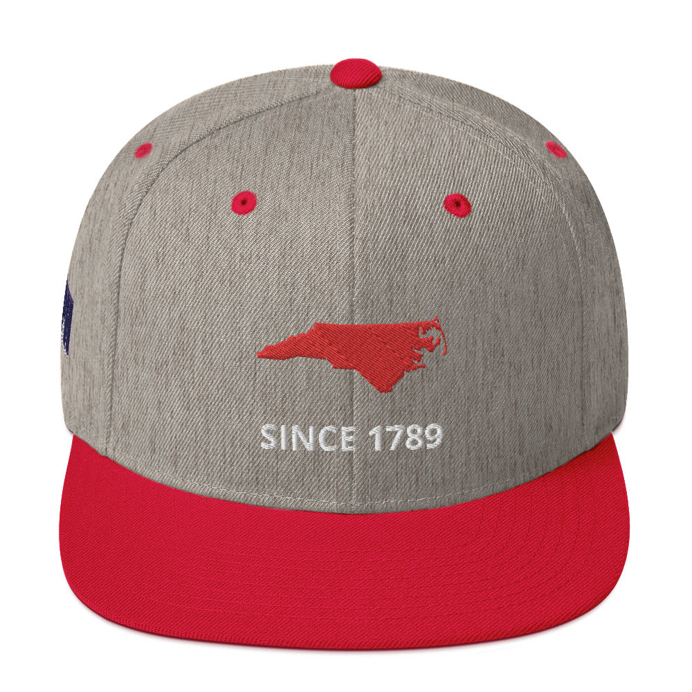 North Carolina Since 1789 Flat Bill Snapback Cap