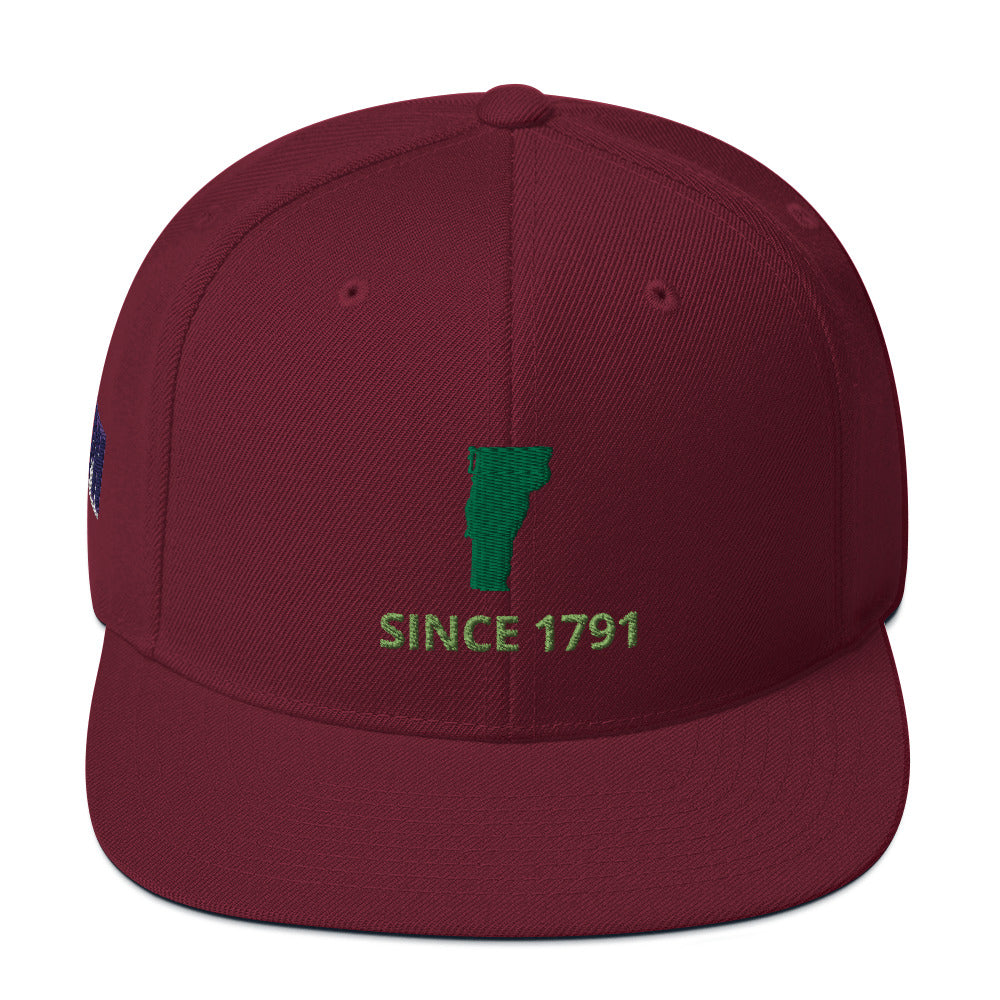 Vermont Since 1791 Flat Bill Snapback Hat