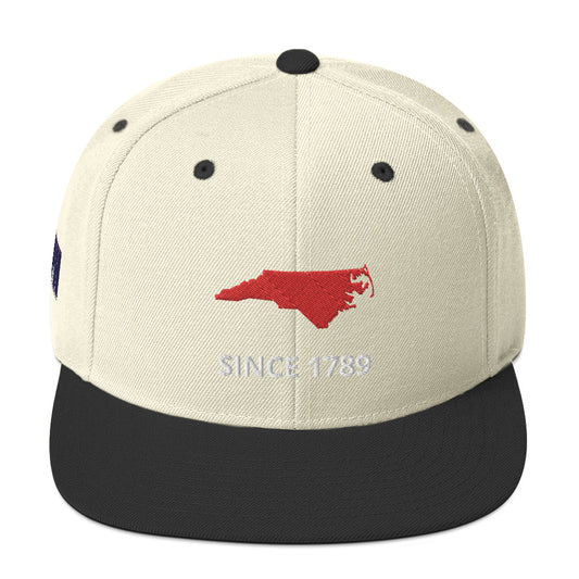 North Carolina Since 1789 Flat Bill Snapback Cap