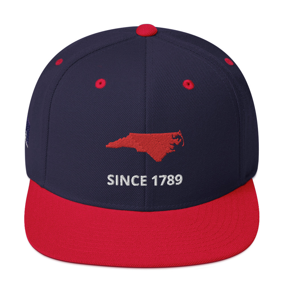 North Carolina Since 1789 Flat Bill Snapback Cap