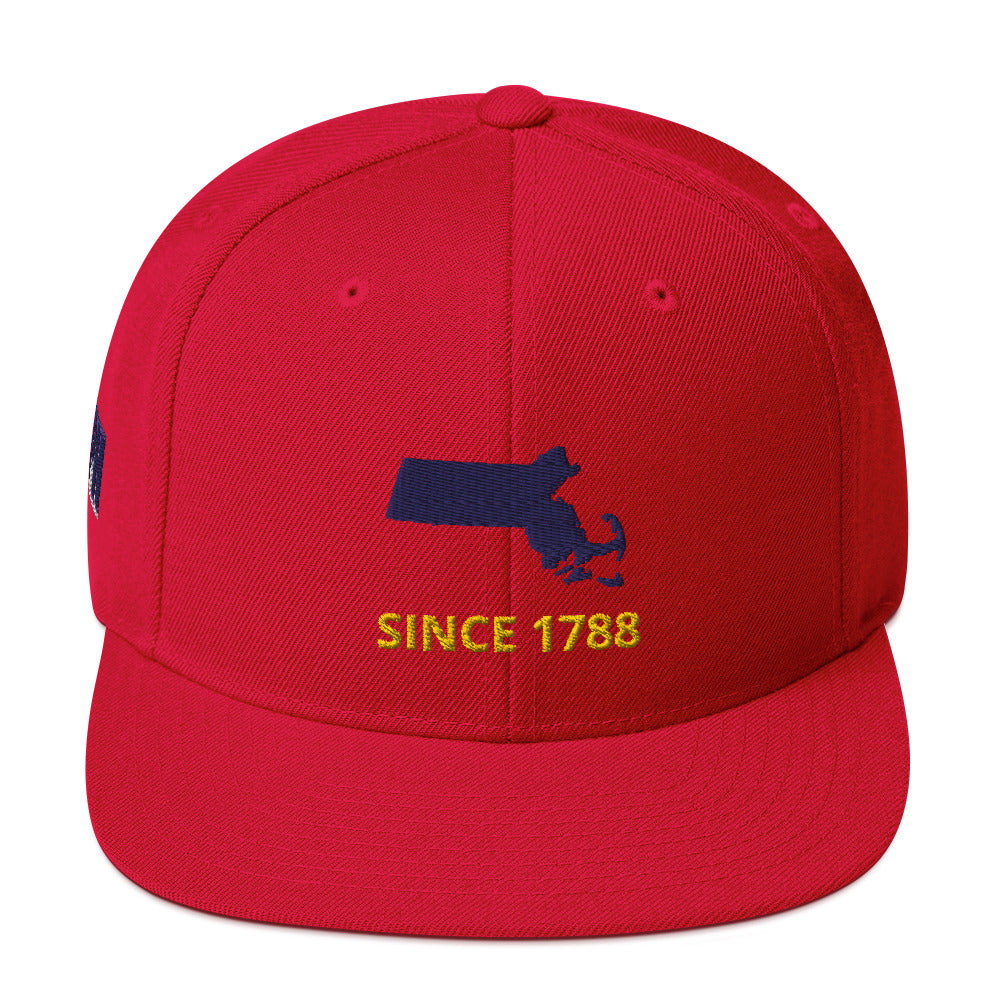 Massachusetts Since 1788 Flat Bill Snapback Hat