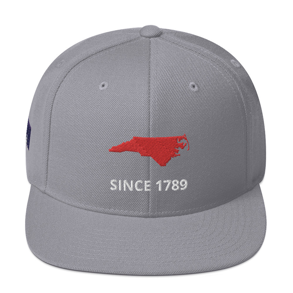 North Carolina Since 1789 Flat Bill Snapback Cap