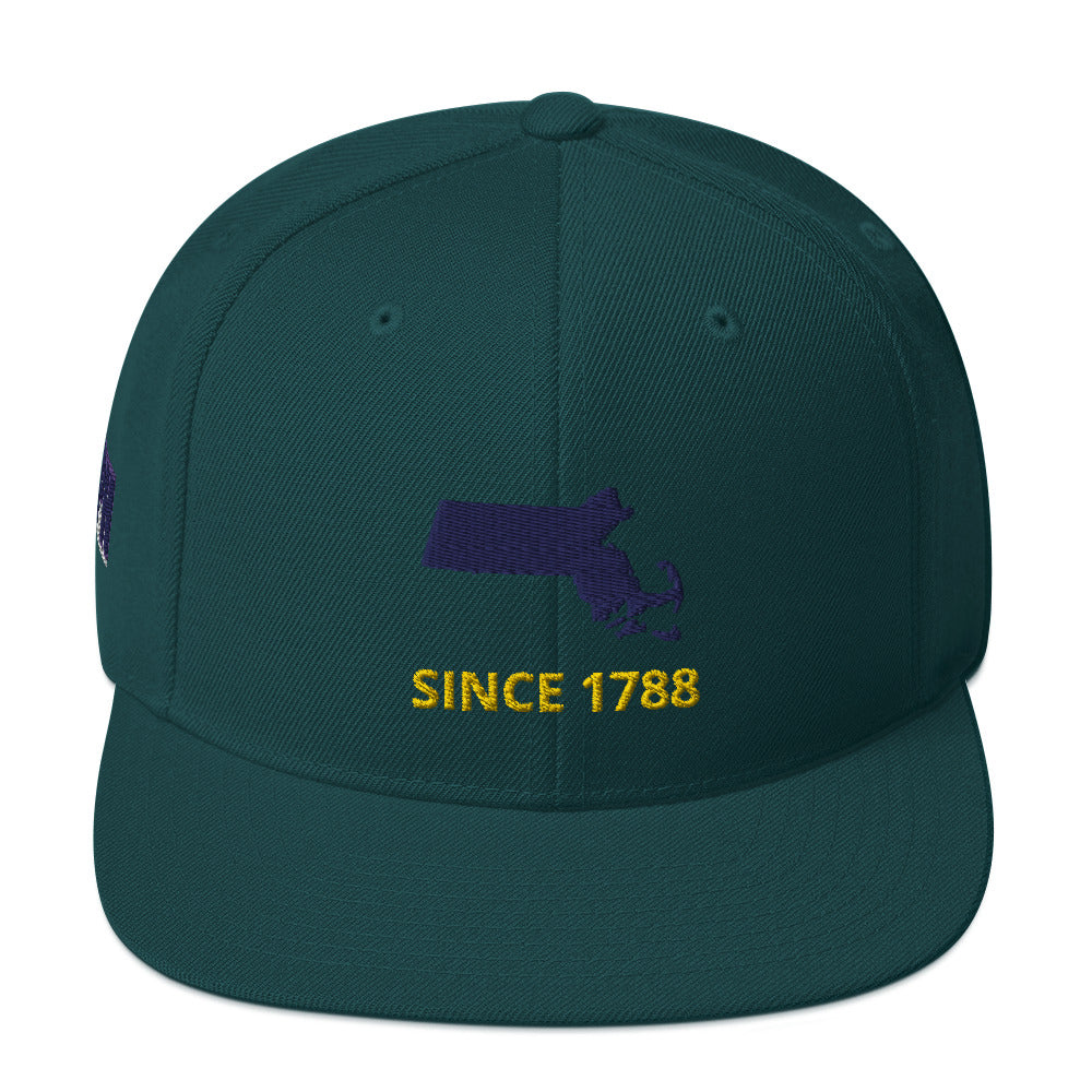 Massachusetts Since 1788 Flat Bill Snapback Hat