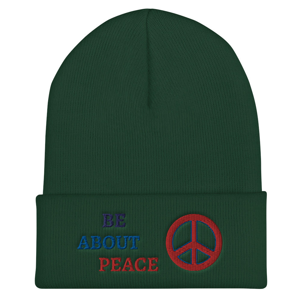 Be about Peace Cuffed Beanie